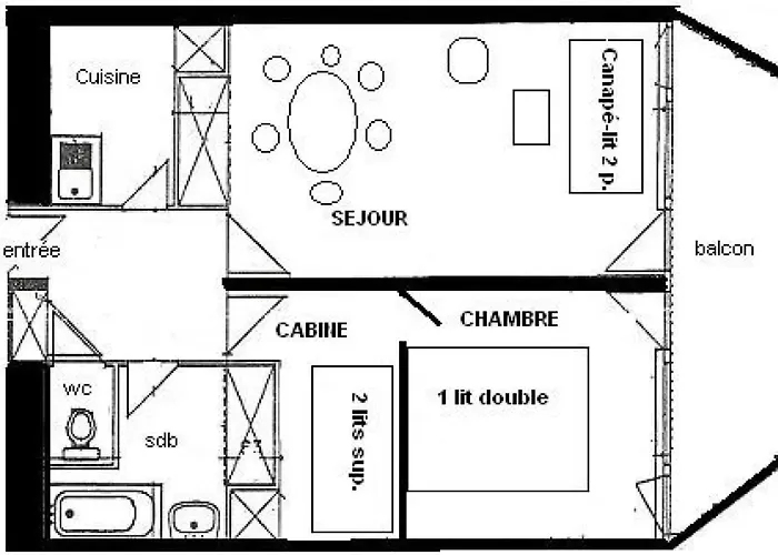 Le France - 2 Pieces + 6 Pers - Le France - 830fr - Plagne Centre Mae-1474 La Plagne